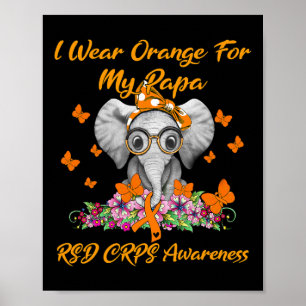 Elephant I Wear Orange For My Papa Rsd Crps Awaren Poster