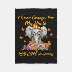 Elephant I Wear Orange For My Uncle Rsd Crps Aware Fleece Blanket