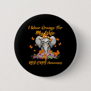 Elephant I Wear Orange For My Wife RSD CRPS Awaren 6 Cm Round Badge
