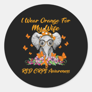 Elephant I Wear Orange For My Wife Rsd Crps Awaren Classic Round Sticker