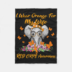 Elephant I Wear Orange For My Wife Rsd Crps Awaren Fleece Blanket