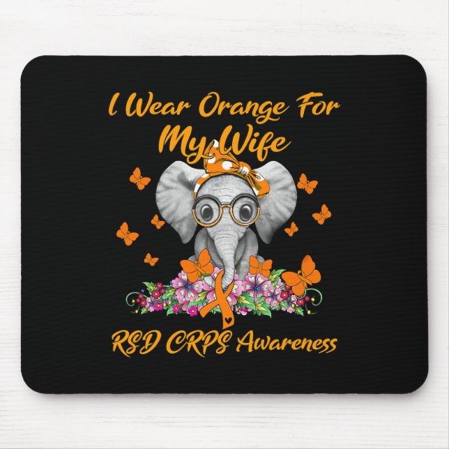 Elephant I Wear Orange For My Wife RSD CRPS Awaren Mouse Mat (Front)