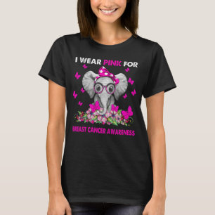 Elephant I wear Pink For Breast Cancer Awareness T-Shirt