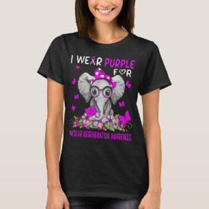 Elephant I Wear Purple For Macular Degeneration T-Shirt