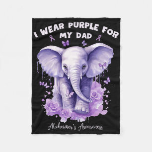 Elephant I Wear Purple For My Dad Heimerheimer's A Fleece Blanket
