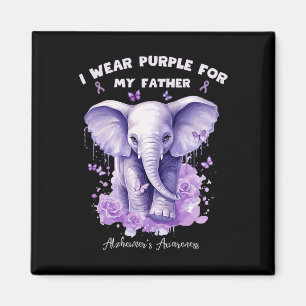 Elephant I Wear Purple For My Father Heimerheimer' Magnet