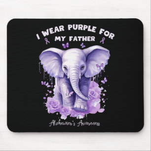Elephant I Wear Purple For My Father Heimerheimer' Mouse Mat