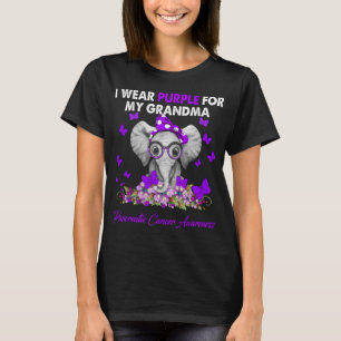 Elephant I Wear Purple For My Grandma Pancreatic  T-Shirt