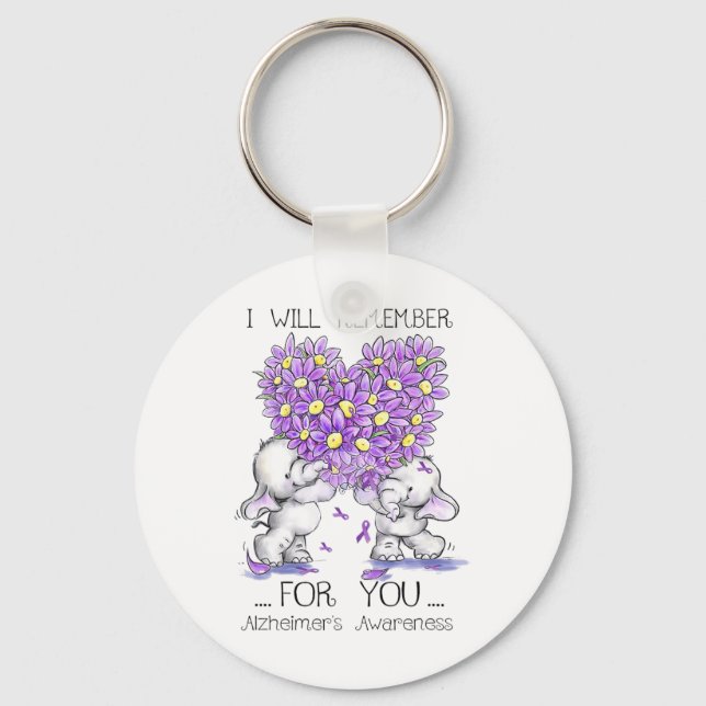 Elephant I Will Remember For You Flower Heimerheim Key Ring (Front)