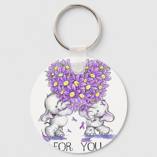 Elephant I Will Remember For You Flower Heimerheim Key Ring (Front)