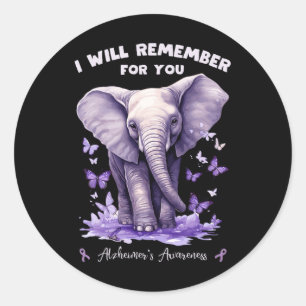 Elephant I Will Remember For You Heimerheimer's Aw Classic Round Sticker