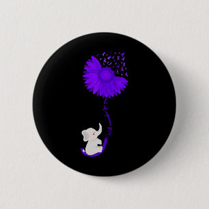 Elephant I Will Remember For You Purple Sunflower 6 Cm Round Badge