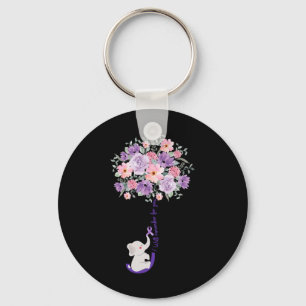 Elephant I Will Remember For You Purple Sunflower Key Ring
