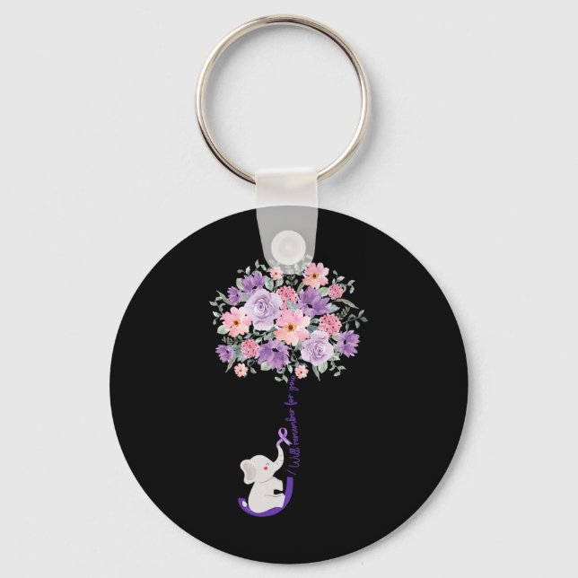 Elephant I Will Remember For You Purple Sunflower  Key Ring (Front)
