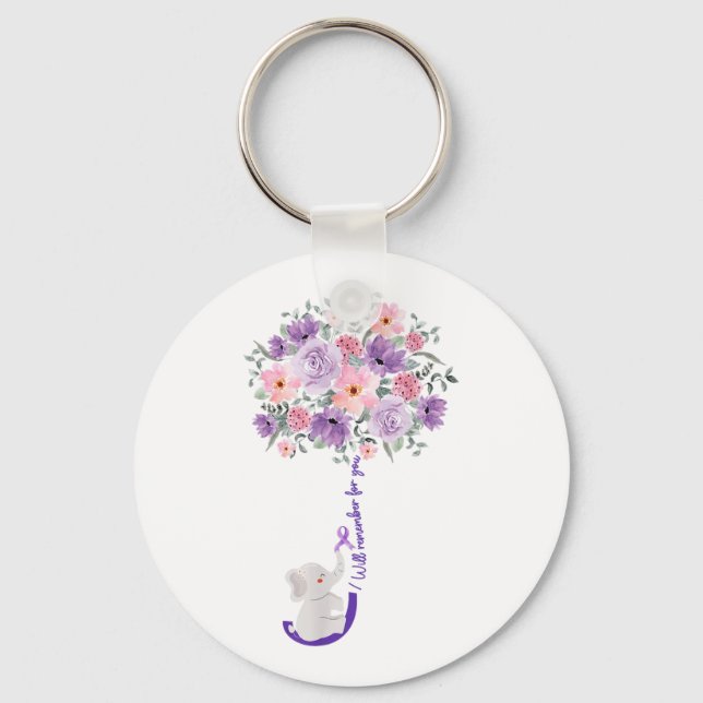 Elephant I Will Remember For You Purple Sunflower  Key Ring (Front)