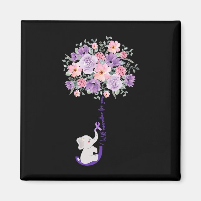 Elephant I Will Remember For You Purple Sunflower  Magnet (Front)
