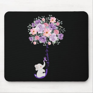 Elephant I Will Remember For You Purple Sunflower Mouse Mat