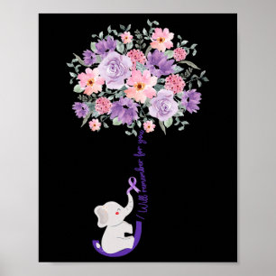 Elephant I Will Remember For You Purple Sunflower Poster