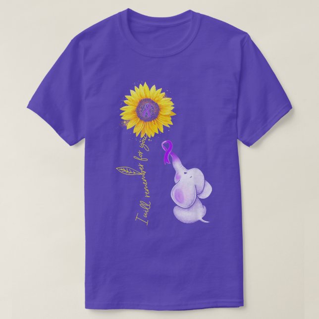 Elephant I Will Remember For You Sunflower Alzheim T-Shirt (Design Front)