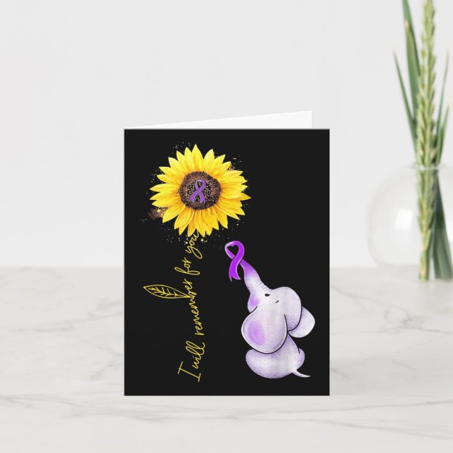 Elephant I Will Remember For You Sunflower Heimer  Card (Front)