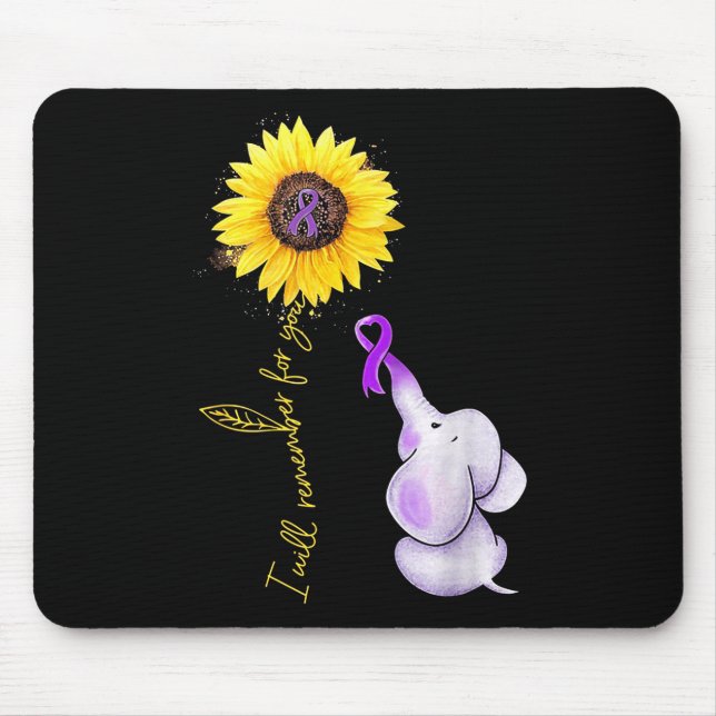 Elephant I Will Remember For You Sunflower Heimer  Mouse Mat (Front)