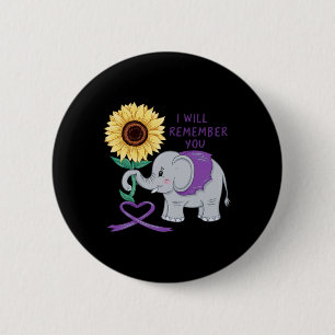Elephant I Will Remember For You Sunflower Heimerh 6 Cm Round Badge