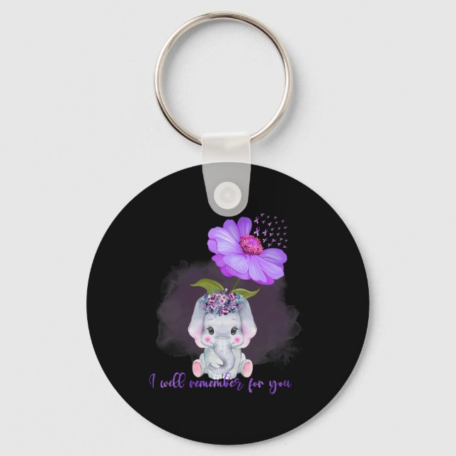Elephant I Will Remember For You Sunflower Heimerh Key Ring (Front)