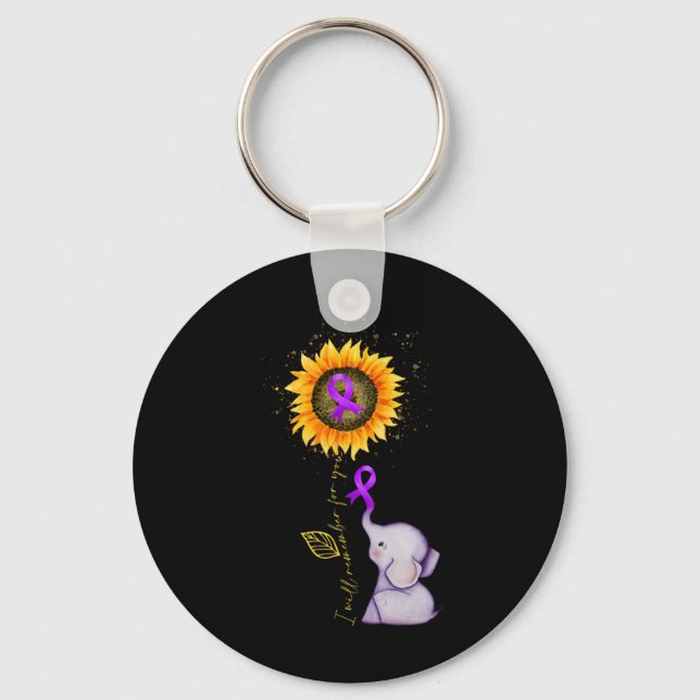 Elephant I Will Remember For You Sunflower Heimerh Key Ring (Front)