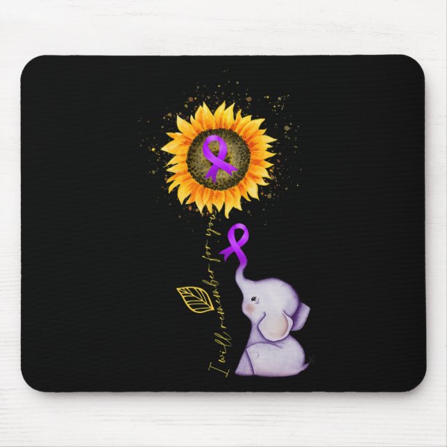 Elephant I Will Remember For You Sunflower Heimerh Mouse Mat (Front)