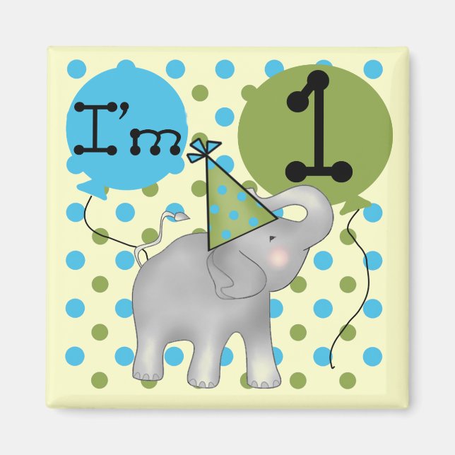 Elephant I'm 1 First Birthday Tshirts and Gifts Magnet (Front)