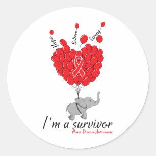 Elephant I'm A Survivor Heart Disease Awareness Gi Classic Round Sticker