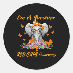 Elephant I'm A Survivor RSD CRPS Awareness Classic Round Sticker