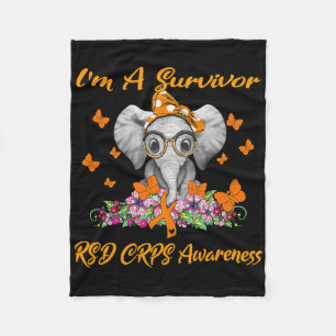 Elephant I'm A Survivor Rsd Crps Awareness Fleece Blanket