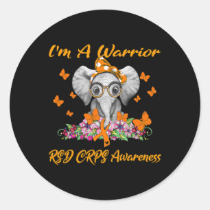 Elephant I'm A Warrior Rsd Crps Awareness Classic Round Sticker