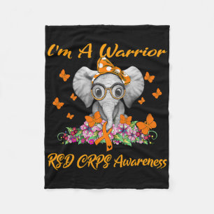 Elephant I'm A Warrior Rsd Crps Awareness Fleece Blanket
