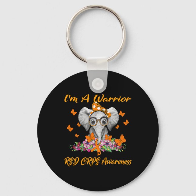 Elephant I'm A Warrior Rsd Crps Awareness  Key Ring (Front)