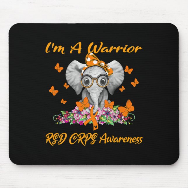 Elephant I'm A Warrior RSD CRPS Awareness  Mouse Mat (Front)