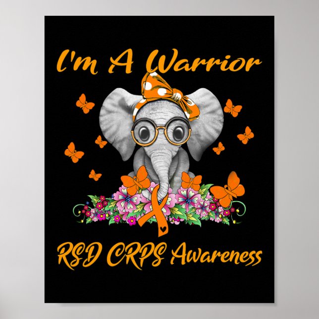 Elephant I'm A Warrior RSD CRPS Awareness  Poster (Front)