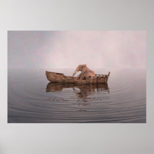 Elephant in a Boat Poster