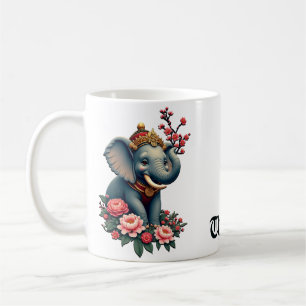 Elephant in a sea of flowers coffee mug