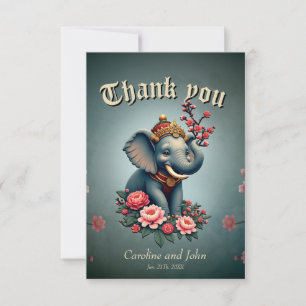 Elephant in a sea of flowers. thank you card
