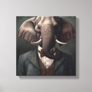 Elephant In a Suit | Animal Art | Animal in a Suit Canvas Print
