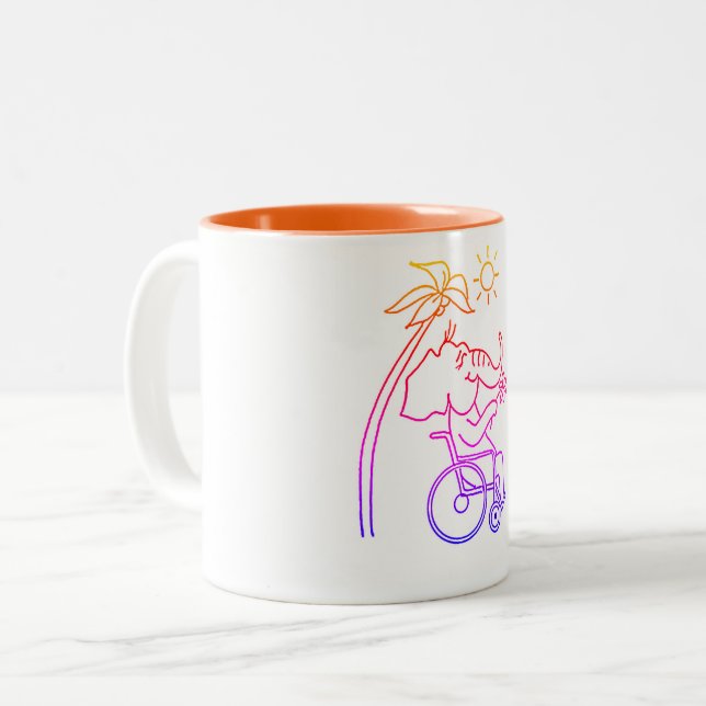 Elephant in a wheelchair Two-Tone coffee mug (Front Left)