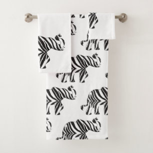 Elephant in a Zebra Print Bath Towel Set