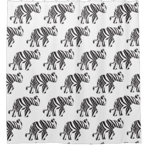 Elephant in A Zebra Print Shower Curtain
