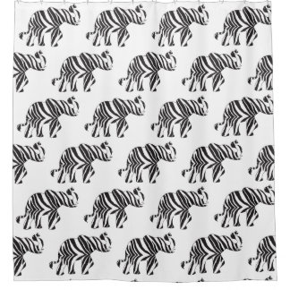 Elephant in A Zebra Print Shower Curtain