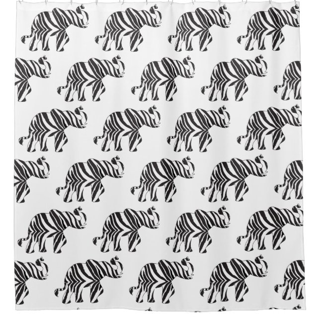 Elephant in A Zebra Print Shower Curtain (Front)