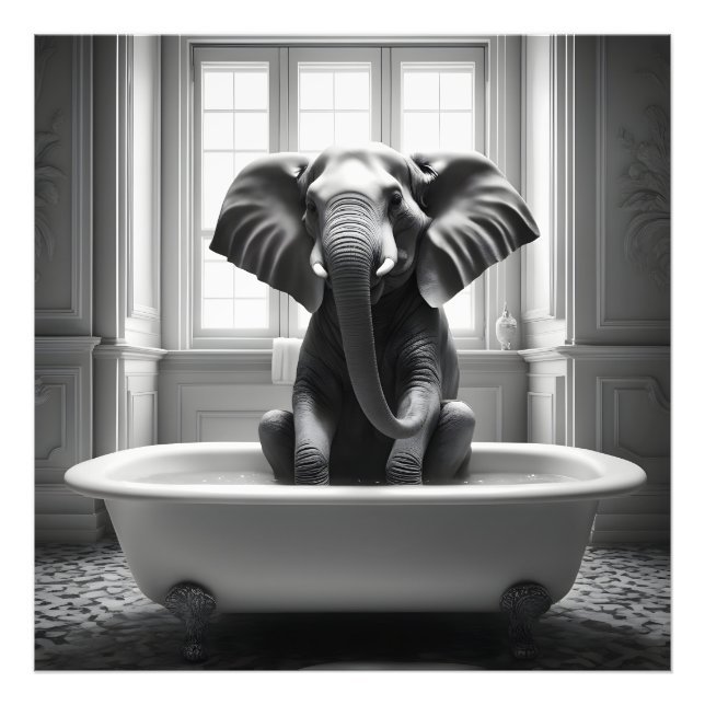 Elephant in bath photo print (Front)