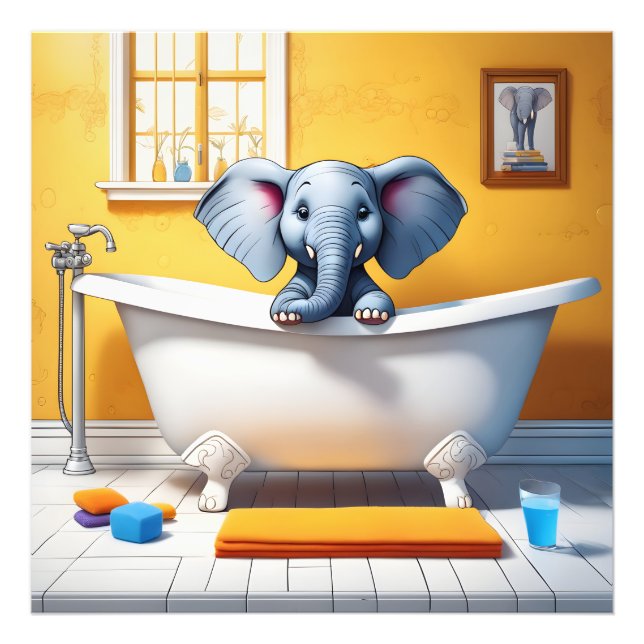 Elephant in bath photo print (Front)