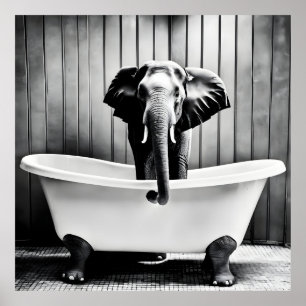 Elephant in bath poster